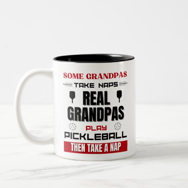 Real Grandpas Play Pickleball Funny Senior Player  Two-Tone Coffee Mug (Left)