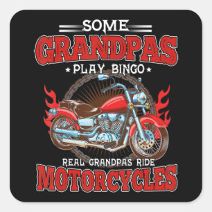 Real Grandpas Ride Motorcycles Motorbike Lover Square Sticker