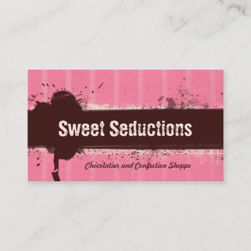 REAL Grunge Cocoa Strawberry Bakery Business Card