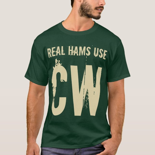 Real Hams Use CW Mens Radio Ham T-Shirt (Dark) (Front)