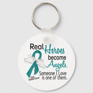 Real Heroes Become Angels Ovarian Cancer Keychain