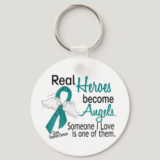 Real Heroes Become Angels Ovarian Cancer Keychain