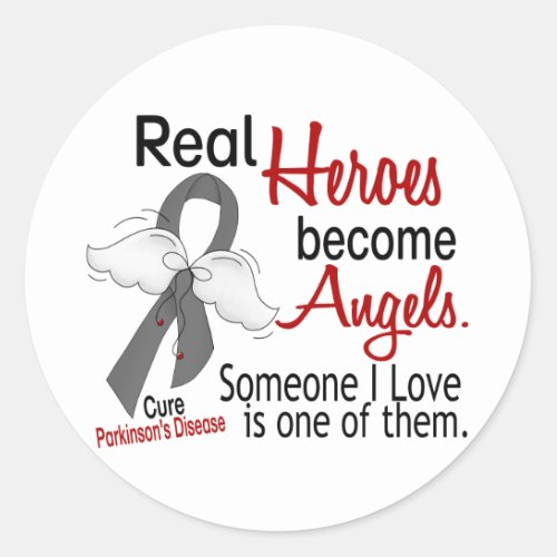 Real Heroes Become Angels Parkinsons Disease Classic Round Sticker