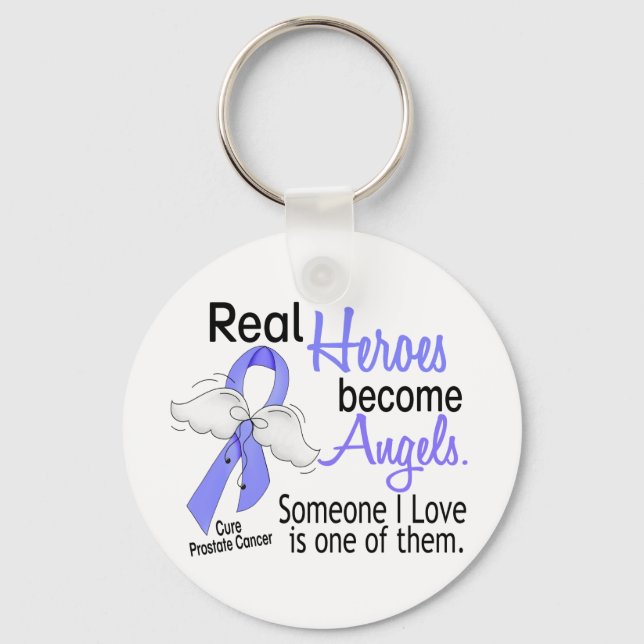 Real Heroes Become Angels Prostate Cancer Keychain (Front)