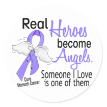 Real Heroes Become Angels Stomach Cancer Classic Round Sticker