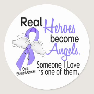 Real Heroes Become Angels Stomach Cancer Classic Round Sticker