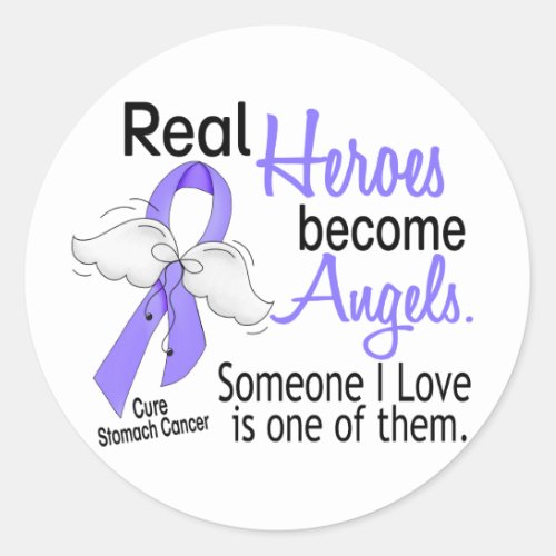 Real Heroes Become Angels Stomach Cancer Classic Round Sticker