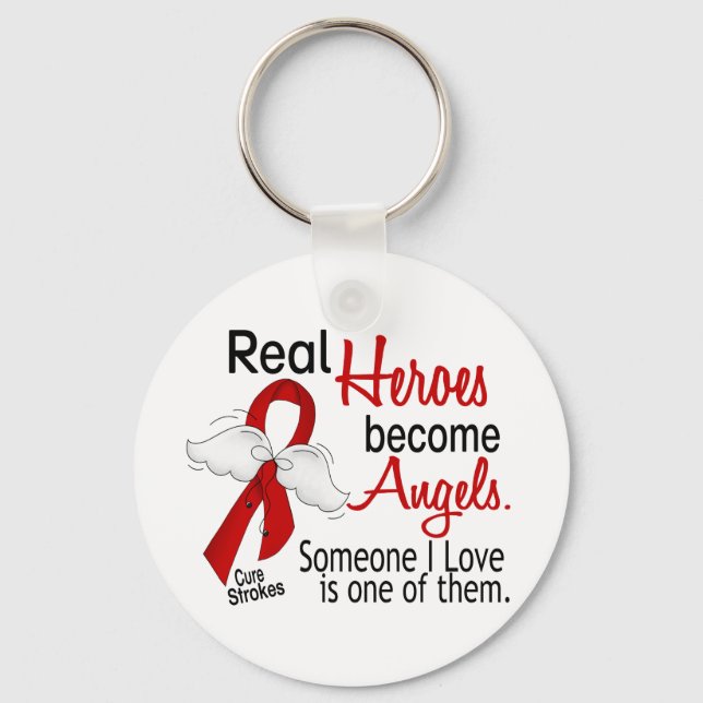 Real Heroes Become Angels Stroke Keychain (Front)