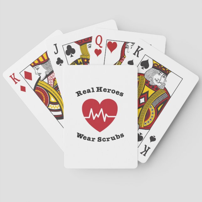 Real Heroes Wear Scrub Funny Nursing Nurse Gift Poker Cards (Back)