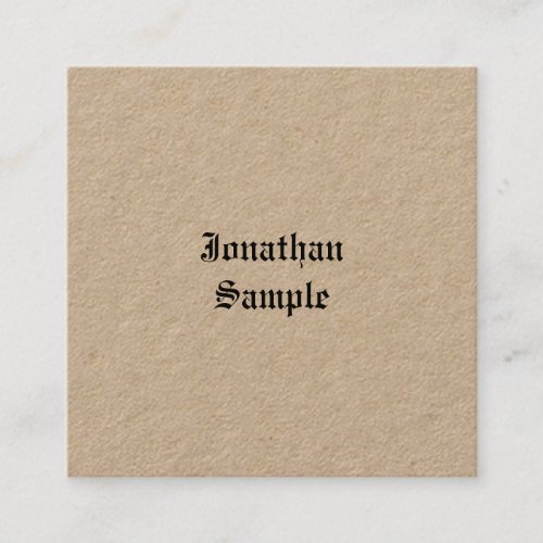 Real Kraft Classic Nostalgic Look Old English Font Square Business Card