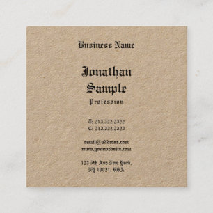Real Kraft Paper Classic Nostalgic Old English Square Business Card