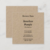 Real Kraft Paper Classic Nostalgic Old English Square Business Card (Front/Back)