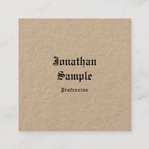 Real Kraft Paper Classic Nostalgy Vintage Template Square Business Card