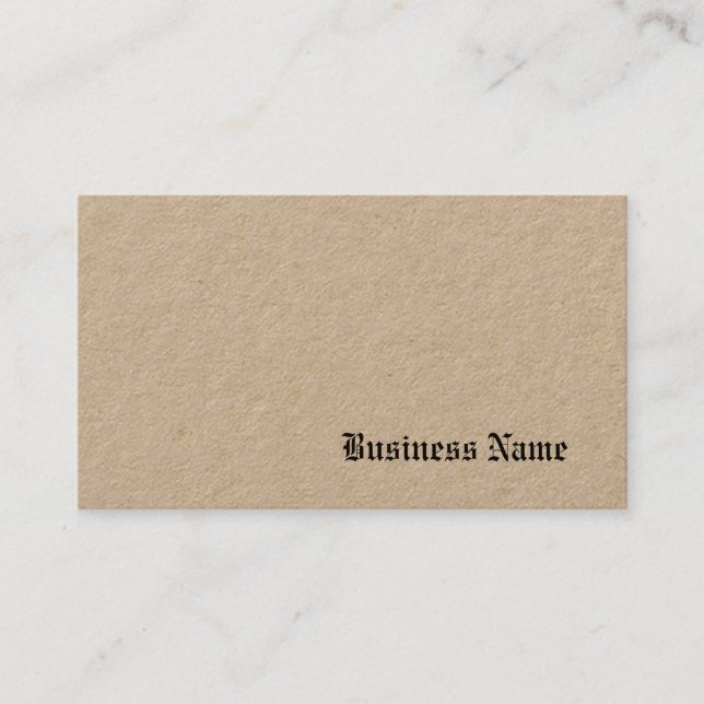 Real Kraft Paper Elegant Template Nostalgic Brown Business Card (Front)