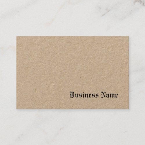 Real Kraft Paper Elegant Template Nostalgic Text Business Card