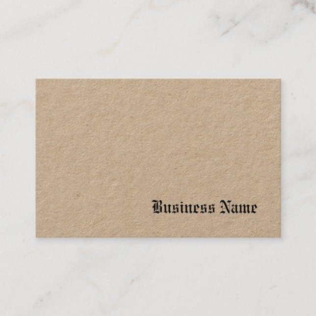 Real Kraft Paper Elegant Template Nostalgic Text Business Card (Front)