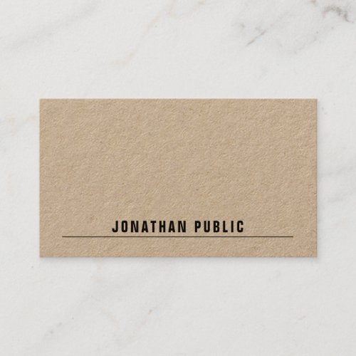 Real Kraft Paper Modern Elegant Simple Template Business Card