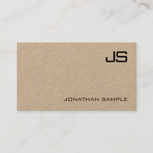 Real Kraft Paper Modern Professional Monogram Chic Business Card