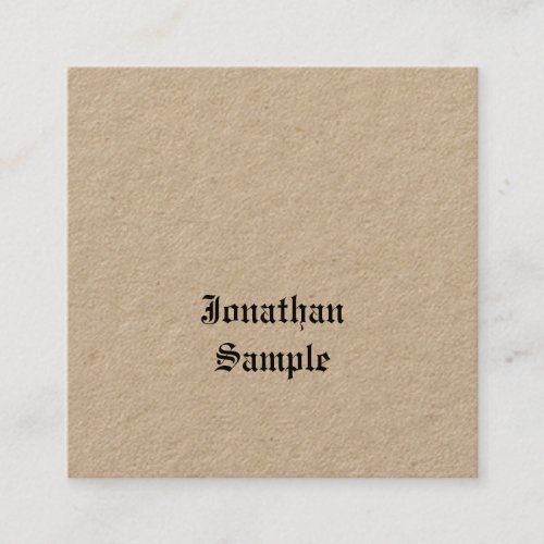 Real Kraft Paper Nostalgic Classic Old English Square Business Card