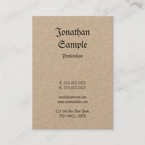 Real Kraft Paper Nostalgic Classic Vintage Plain Business Card