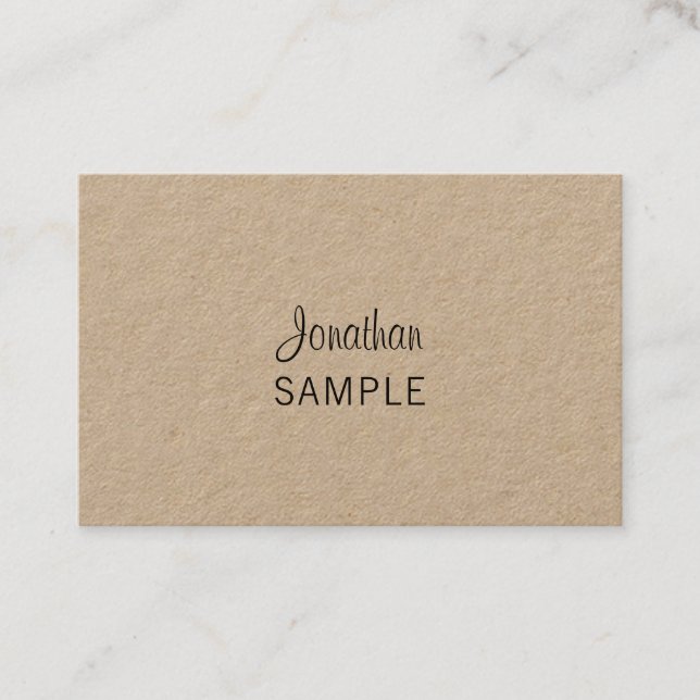 Real Kraft Paper Script Modern Unique Artistic Business Card (Front)