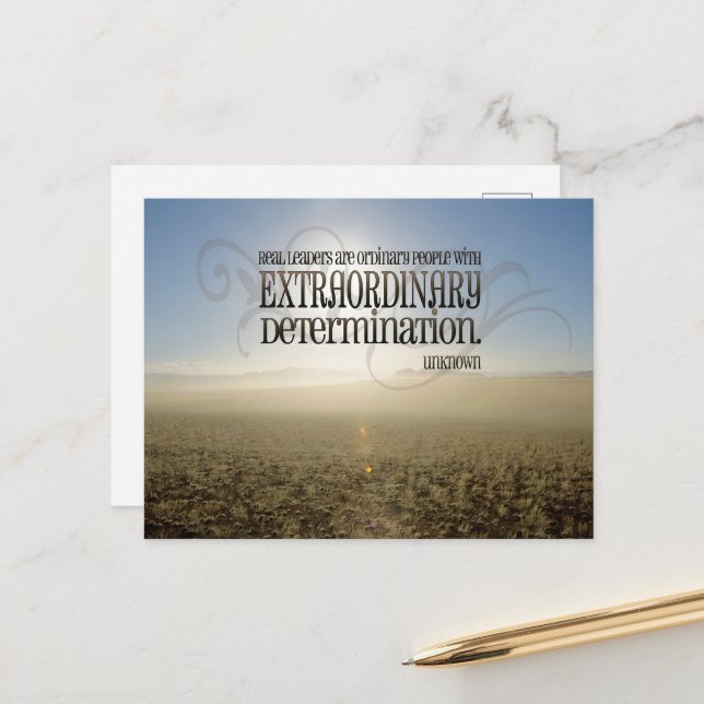 "Real Leaders" Inspirational Quote Postcard (Front/Back In Situ)