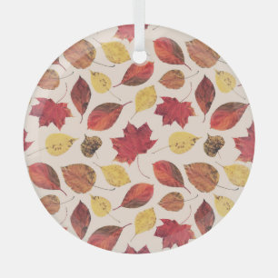 Real leaves photo, unique seamless pattern. glass ornament