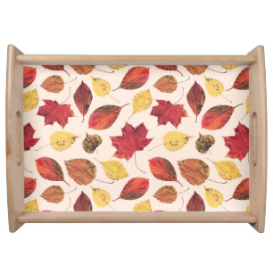 Real leaves photo, unique seamless pattern. serving tray