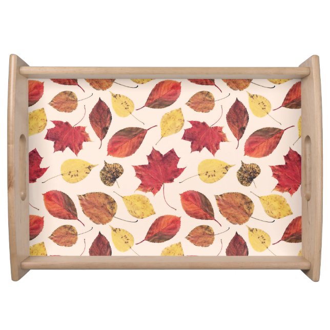 Real leaves photo, unique seamless pattern. serving tray (Front)