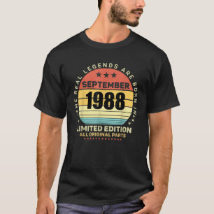 Real Legends Born In September 1988 Retro Birthday T-Shirt