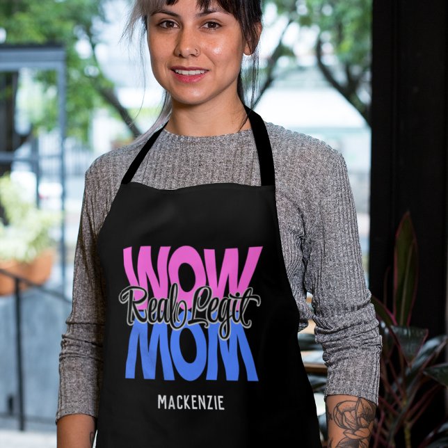 Real Legit Wow Mom Print (Pink & Blue) Apron (Creator Uploaded)