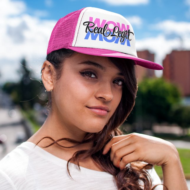 Real Legit Wow Mom Print (Pink & Blue) Trucker Hat (Creator Uploaded)