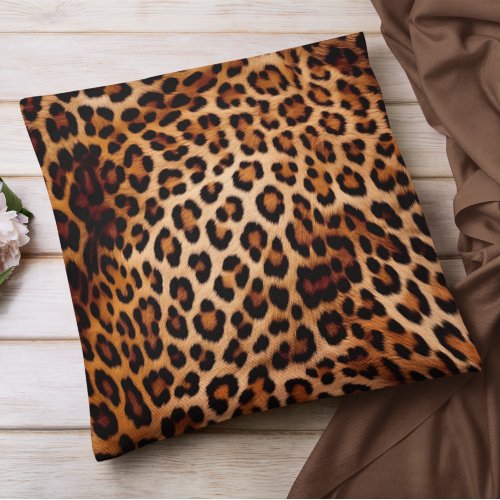 Real Leopard Fur Skin spots Throw Pillow