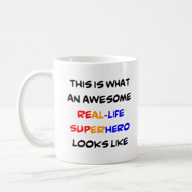 real life superhero, awesome coffee mug (Left)