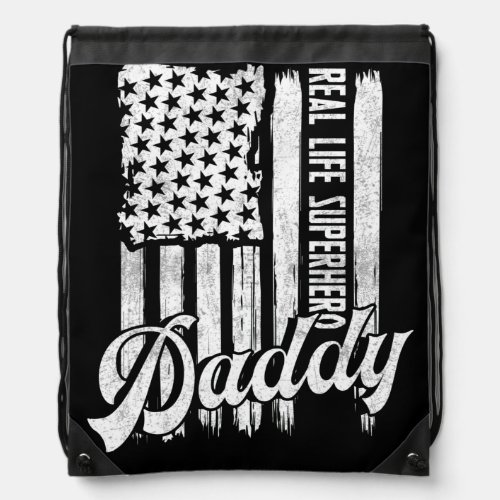 Real Life Superhero DaddyFreedomm Fathers Day Drawstring Bag