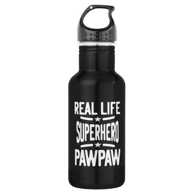 Real Life Superhero Pawpaw | Father Grandpa Stainless Steel Water Bottle (Front)