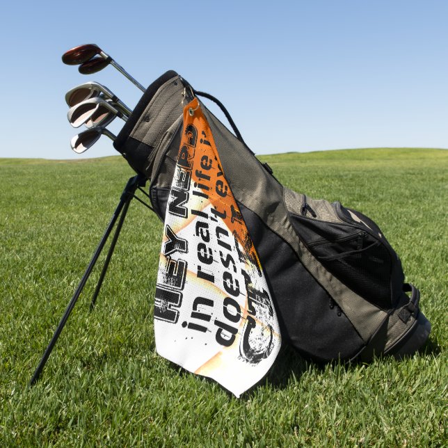 Real life there is no undo, nerd version - orange  golf towel (Green)