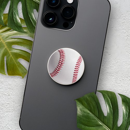 Real Looking Baseball Leather Red Stitch Pattern PopSocket