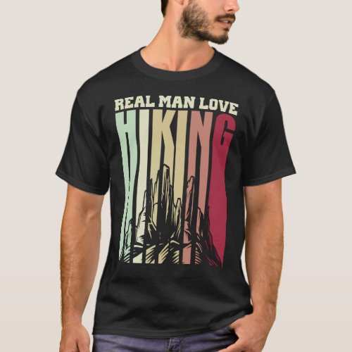 Real Man Love Hikng Retro Color T_Shirt