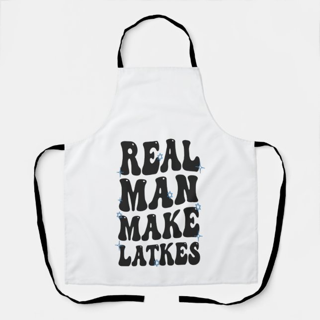 Real Man Make Latkes Funny Groovy Hanukkah  Apron (Front)