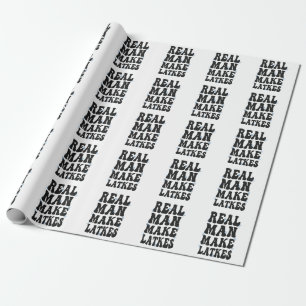 Real Man Make Latkes Funny Groovy Hanukkah Wrapping Paper