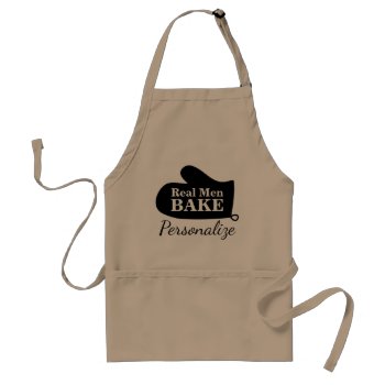 Real Men Bake Funny Baking Oven Mitt Glove Kitchen Adult Apron by cookinggifts at Zazzle