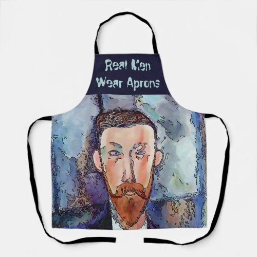 Real Men Cartoon Design add text Apron