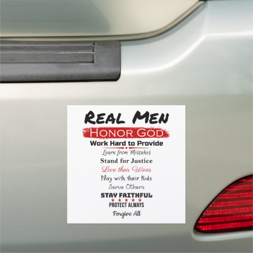Real Men â Christian Dads Super List of Faith  Car Magnet