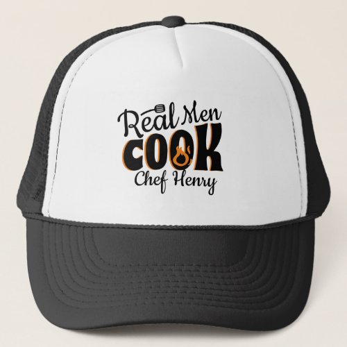 Real Men Cook Black  Trucker Hat