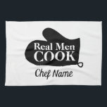 Real men cook fun oven mitt kitchen towel for men<br><div class="desc">Real men cook fun oven mitt kitchen towel for men. Funny Birthday gift idea for chef, cook, best dad, father, boyfriend, cool uncle, greatest grandpa etc. Also great as personalized Father's Day present for daddy. Custom kitchen and cooking accessories. Add your own famous quote or saying. Also useful for baking....</div>