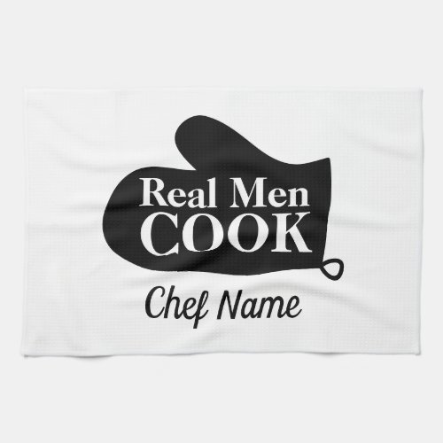 Real men cook fun oven mitt kitchen towel for men