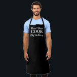 Real men cook funny black custom BBQ apron for men<br><div class="desc">Real men cook funny black custom BBQ apron for men. Personalized kitchen aprons in any color for guys. Stylish typography design. Add your own name or humorous quote. Create your own unique Christmas or Birthday party gift for grill master dad, father, husband, uncle, boyfriend, brother, friend, grandpa, grandfather, kids, boss,...</div>