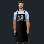 Real men cook funny black custom BBQ apron for men<br><div class="desc">Real men cook funny black custom BBQ apron for men. Personalized kitchen aprons in any color for guys. Stylish typography design. Add your own name or humorous quote. Create your own unique Christmas or Birthday party gift for grill master dad, father, husband, uncle, boyfriend, brother, friend, grandpa, grandfather, kids, boss,...</div>
