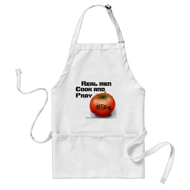 Real men cook pray and eat Customize it Adult Apron (Front)